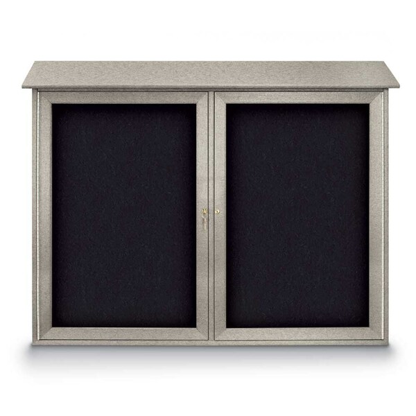 Indoor Enclosed Combo Board, 48"x36", Satin Frame/Black Porc & Amethyst